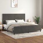 vidaXL Cadre de lit avec tête de lit Gris foncé 200x200 cm Velours