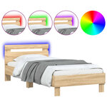 vidaXL Cadre de lit tête de lit et lumières LED chêne sonoma 90x190 cm