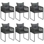 vidaXL Salon de jardin 7 Pièces PVC Résine tressée Noir et marron