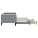 vidaXL Lit de jour avec gigogne et tiroirs gris clair 80x200 cm tissu