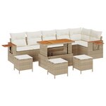 vidaXL Ensemble de Canapé de Jardin de 10 Pièces avec Coussins Beige Poly Rattan