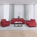 vidaXL Ensemble de canapés 3 Pièces et coussins Rouge bordeaux Similicuir