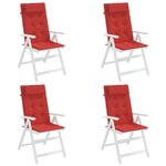 vidaXL Coussins de chaise à dossier haut lot de 4 rouge tissu oxford