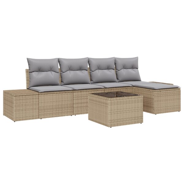 vidaXL Ensemble de Canapés de Jardin 6 pièces avec Coussins Noir Poly Rattan