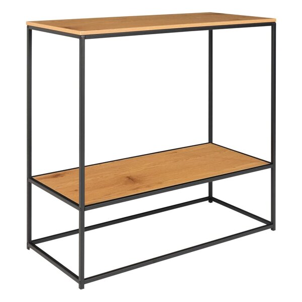 House Nordic Table console avec 2 étagères Avery Chêne et noir