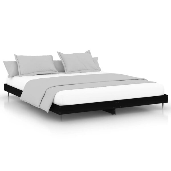 vidaXL Cadre de lit noir 200x200 cm bois d'ingénierie