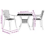 vidaXL Ensemble de bistrot 3 Pièces bronze aluminium coulé