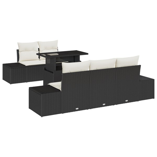 vidaXL Ensemble de canapé de jardin 6 pièces avec coussins en poly rattan noir