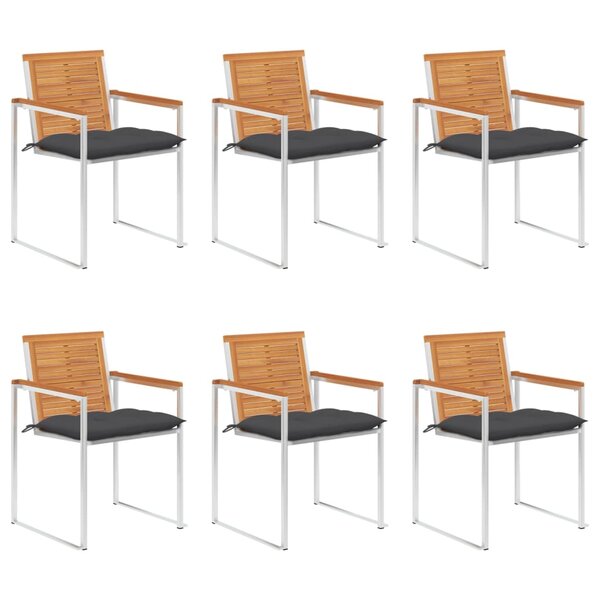 vidaXL Chaises de jardin 6 Pièces avec coussins Bois d'acacia solide