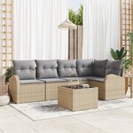vidaXL Ensemble de 6 Canapés de Jardin avec Coussins Rattan Poly Noir