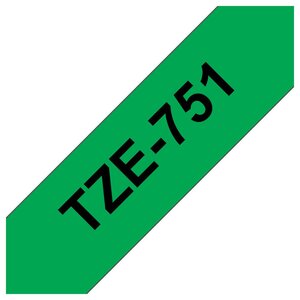 Ruban adhésif d'étiquetage tze-751, noir sur fond vert, 24 mm x 8 m