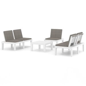 vidaXL Salon de jardin 4 Pièces avec coussins Plastique Blanc