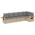 vidaXL Salon de jardin avec coussins 6 Pièces beige résine tressée