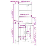 vidaXL Buffet haut Gris béton 69 5x34x180 cm Bois d'ingénierie