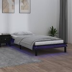 vidaXL Cadre de lit à LED noir 90x200 cm bois massif