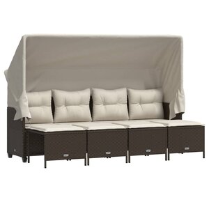 vidaXL Salon de jardin avec coussins 5 Pièces marron résine tressée