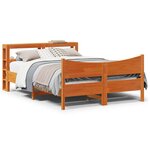vidaXL Cadre de lit et tête de lit cire marron 135x190 cm bois de pin