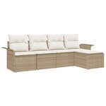 vidaXL Ensemble de canapé de jardin 5 pièces avec coussins beige en poly rattan
