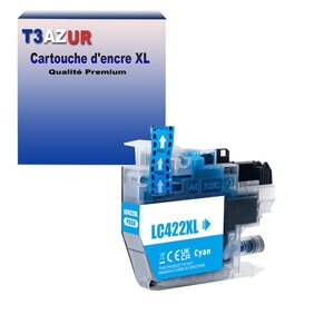 T3AZUR- Cartouche compatible avec Brother LC422XL pour Brother MFC-J5340DW  MFC-J5340DWE  MFC-J5345DW Cyan