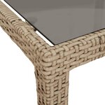 vidaXL Table de jardin Beige 190x90x75 cm Verre trempé/résine tressée