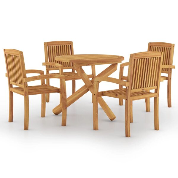 vidaXL Ensemble à manger de jardin 5 Pièces Bois de teck massif