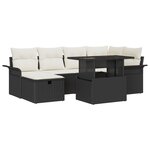 vidaXL Ensemble de Canapé de Jardin 7 Pièces avec Coussins Noir Rotin Poly