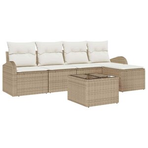 vidaXL Ensemble de Canapés avec coussin 6 Pièces Beige et blanc polyrotin