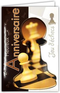 Carte Heureux Anniversaire Jeu d'échecs Pions avec Enveloppe Blanche 12x17 5cm