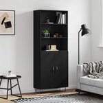 vidaXL Buffet haut Noir 69 5x34x180 cm Bois d'ingénierie