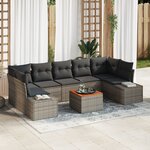 vidaXL Ensemble de canapés de jardin 8 pièces avec coussins Gris Poly Rotin