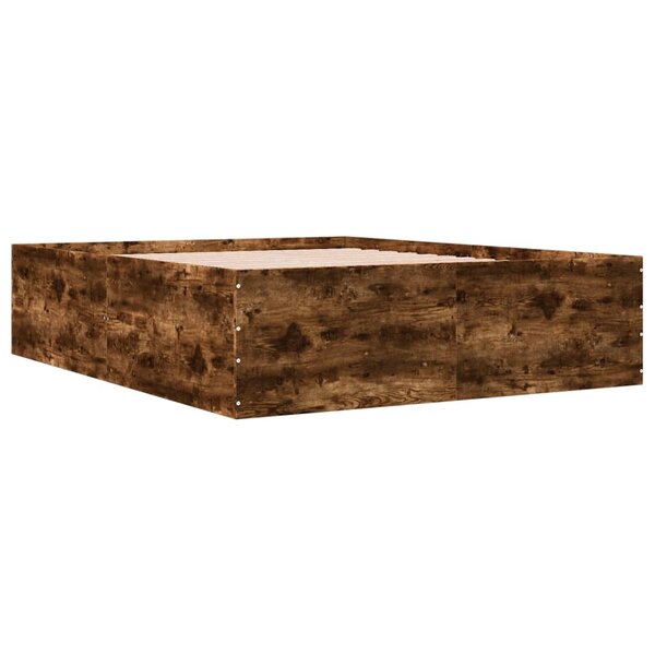 vidaXL Cadre de lit chêne fumé 150x200 cm bois d'ingénierie