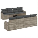 Ensemble de Canapé de Jardin 9 Pièces avec Coussins Gris Clair en Rattan Poly