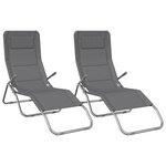 vidaXL Chaises longues pliables lot de 2 gris textilène et acier