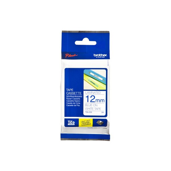 Tze-233 ruban d'étiquette bleu sur blanc