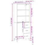 vidaXL Buffet haut Sonoma gris 69 5x34x180 cm Bois d'ingénierie