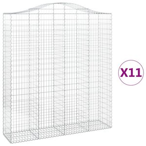 vidaXL Paniers à gabions arqués 11 Pièces 200x50x220/240 cm Fer galvanisé