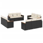 vidaXL Salon de jardin 12 Pièces avec coussins noir résine tressée