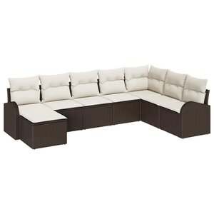 vidaXL Ensemble de canapé de jardin 8 Pièces Marron Poly rotin