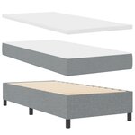 vidaXL Lit avec sommier avec matelas et banc gris clair 90x200 cm tissu