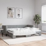 vidaXL Lit de jour avec lit gigogne gris clair 80x200 cm tissu