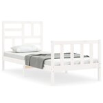 vidaXL Cadre de lit avec tête de lit blanc 90x200 cm bois massif