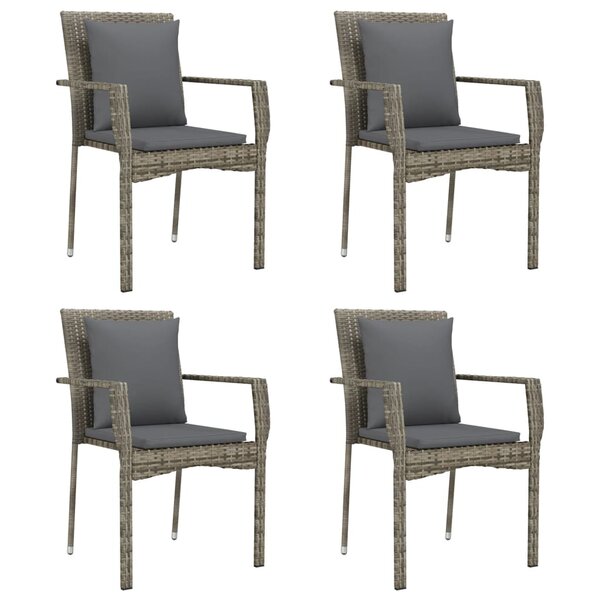 Chaises de jardin avec coussins 4 pièces résine tressée gris 02_0013336
