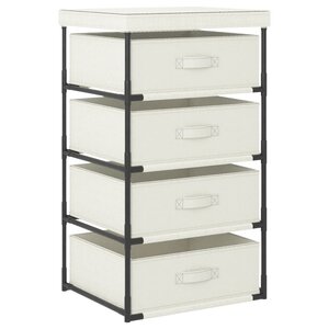 vidaXL Étagère de rangement avec 4 paniers en tissu Acier Crème