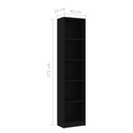 vidaXL Bibliothèque à 5 niveaux Noir 40x24x175 cm Bois d’ingénierie