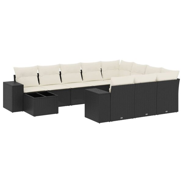 vidaXL Salon de jardin 11 Pièces avec coussins noir résine tressée