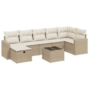 vidaXL Salon de jardin avec coussins 8 Pièces beige résine tressée
