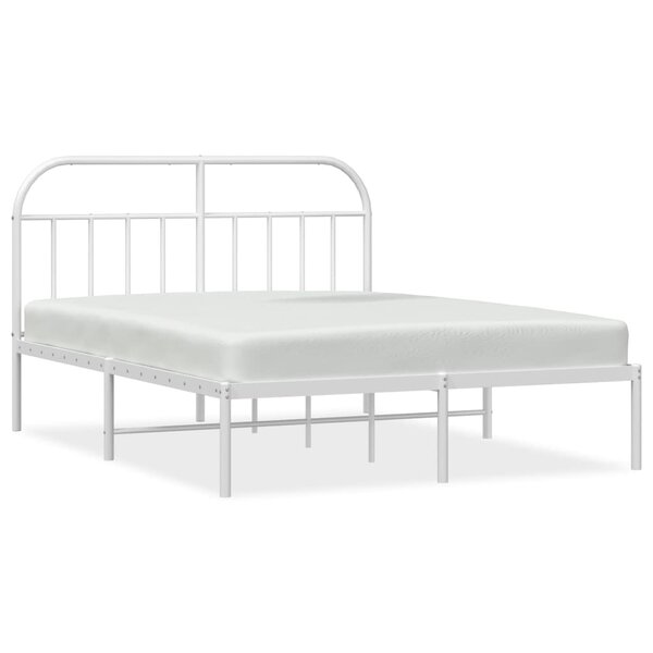 vidaXL Cadre de lit métal avec tête de lit blanc 140x190 cm