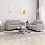 vidaXL Ensemble de canapés 2 Pièces coussins gris clair tissu microfibre