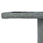 vidaXL Table de jardin Gris clair Résine tressée et verre trempé
