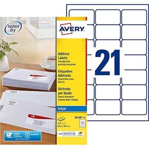 Pochette de 315 Étiquettes Adresses Blanches 63 5 x 38 1 mm Jet d'Encre AVERY